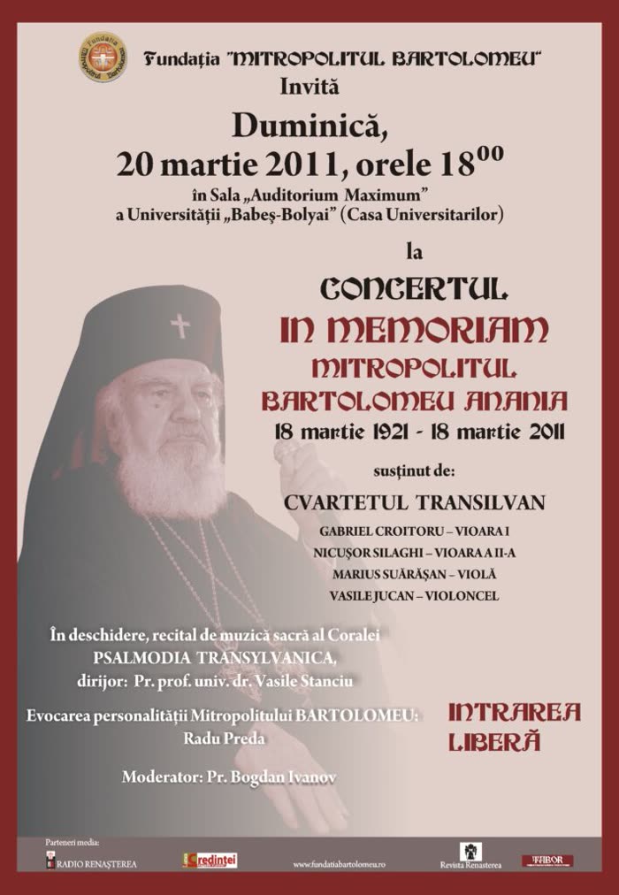 Concert In Memoriam Mitropolitul Bartolomeu